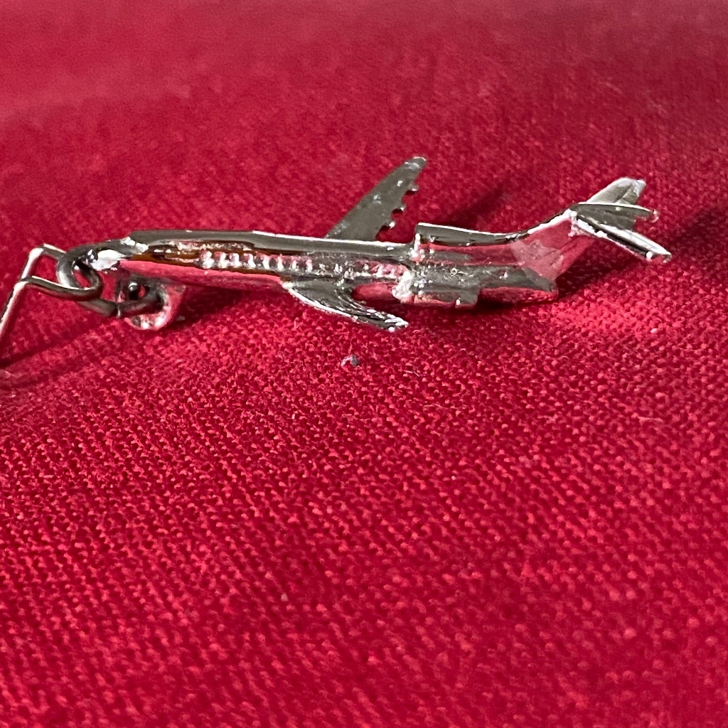 Silver Boeing 727 Airplane Charm Pendant